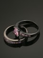 thumb Double Layer Pink Zircons Black Plated Ring 2