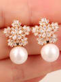 thumb Freshwater Shell Beads AAA Zircon Sterling Silver Champagne Gold Plated stud Earring 2