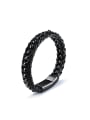 thumb Simple Woven Black Artificial Leather Bracelet 0