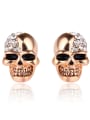 thumb Stainless Steel With Cubic Zirconia Punk Skull Stud Earrings 2