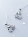 thumb 925 Sterling Silver With Platinum Plated Simplistic Triangle Stud Earrings 0