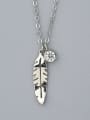 thumb S925 Silver Feather Necklace 0