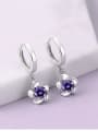 thumb White Gold Plated Flowers-shape Drop Earrings 2