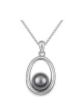thumb Simple Hollow Oval Imitation Pearl Alloy Necklace 1