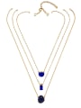 thumb Simple Multi- layer Blue Stones Alloy Necklace 1