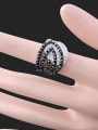 thumb Exaggerated Cubic Rhinestones-covered Leaf Alloy Ring 1