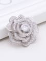 thumb Elegant Cubic Zirconias-covered Flower Copper Brooch 1