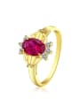 thumb Copper Alloy 24K Gold Plated Artificial Gemstone Zircon Women Ring 0