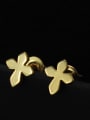 thumb Fashion Gold Plated Cross Shaped Titanium Stud Earrings 1
