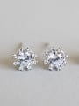 thumb Sterling Silver simple and versatile micro-inlaid zircon flower earrings 2