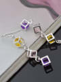 thumb Colorful Square Shaped Zircons Fashion Drop Earrings 1