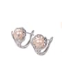 thumb Copper Alloy White Gold Plated Fashion Hollow Pearl clip on earring 0