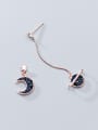 thumb 925 Sterling Silver With Stars Moons Asymmetric Long Earrings 1