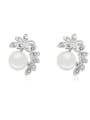 thumb Fashion Shiny Flowery Imitation Pearl Alloy Stud Earrings 1