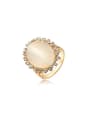 thumb Elegant Oval Shaped 18K Gold Plated Opal Ring 0