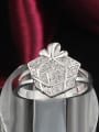 thumb Glittering Platinum Plated Leaf Shaped Zircon Ring 1