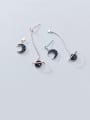 thumb 925 Sterling Silver With Stars Moons Asymmetric Long Earrings 0