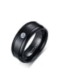 thumb Trendy Black Gun Plated Geometric Zircon Titanium Ring 0