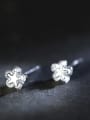 thumb Elegant Flower Shaped Shining Zircon Stud Earrings 0