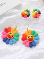 thumb Alloy With Rose Gold Plated Colored flowers Cute Smiley Face  Stud Earrings 2