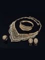 thumb Alloy Imitation-gold Plated Vintage style Hollow CZ Four Pieces Jewelry Set 1