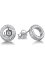 thumb Small Round Shaped White Gold Plated Stud Earrings 0