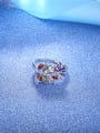 thumb Personality Multi-color Leaf Shaped Zircon Ring 1