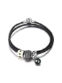 thumb Exquisite Black Bead Artificial Leather Bracelet 0