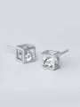 thumb S925 Silver White Gold Plated Square Diamond stud Earring 0