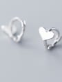 thumb 925 Sterling Silver With Platinum Plated Cute Heart Clip On Earrings 0
