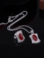thumb Alloy Antique Silver Plated Vintage style Artificial Stones Three Pieces Jewelry Set 1