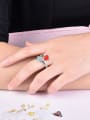 thumb Open Design Red Arrow Shaped Rhinestone Enamel Ring 2