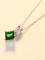 thumb Sterling silver emerald square zircon necklace 0