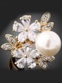 thumb Fashion Zircon-studded Flowers Artificial Pearl Copper Ring 0