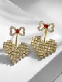 thumb Copper With Gold Plated Fashion Bowknot  Heart-shaped Cluster Earrings 4