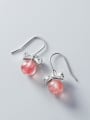 thumb 925 Sterling Silver With Strawberry  Crystal  Simplistic Bowknot Hook Earrings 0