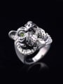 thumb Personalized Lion-head Green Rhinestones Alloy Ring 0