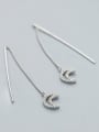 thumb Temperament Moon Shaped Zircon Line Earrings 2