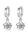 thumb White Gold Plated Flowers-shape Drop Earrings 3