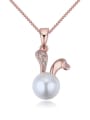 thumb Fashion Imitation Pearl Tiny Zirconias Rabbit Pendant Alloy Necklace 2