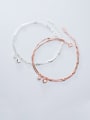 thumb 925 Sterling Silver With Rose Gold Plated Simplistic Heart Double Layer Bracelets 0
