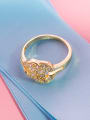 thumb Copper Gold Plated Double C Shaped Rhinestones Ring 1