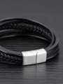 thumb Simple Multi-band Black Woven PU Titanium Men Bracelet 2