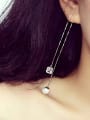 thumb S925 silver pearl zircon personerlity line threader earring 1