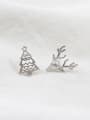 thumb Personalized Christmas Tree Little Deer Silver Stud Earrings 3