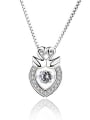 thumb Fashion Little Swans Heart Shiny Rotatable Zircon 925 Silver Pendant 0