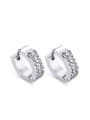 thumb All-match Geometric Shaped Rhinestones Stainless Steel Clip Earrings 0