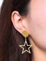 thumb Elegant Gold Plated Star Shaped Titanium Drop Earrings 1