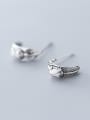 thumb 925 Sterling Silver With Antique Silver Plated Vintage Leaf Stud Earrings 1