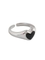 thumb 925 Sterling Silver With Platinum Plated Simplistic Heart Free Size Rings 0
